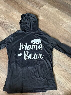 Mama Bear Black Hooded Tee with White Graphic